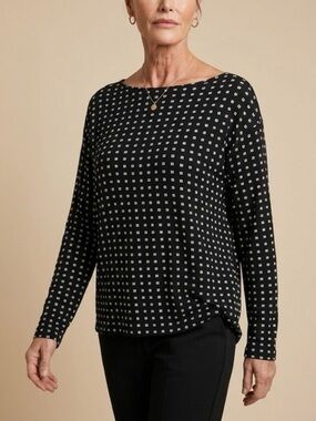 J. Jill - WearEver Collection - Black and White Geometric Print Top - Size Small